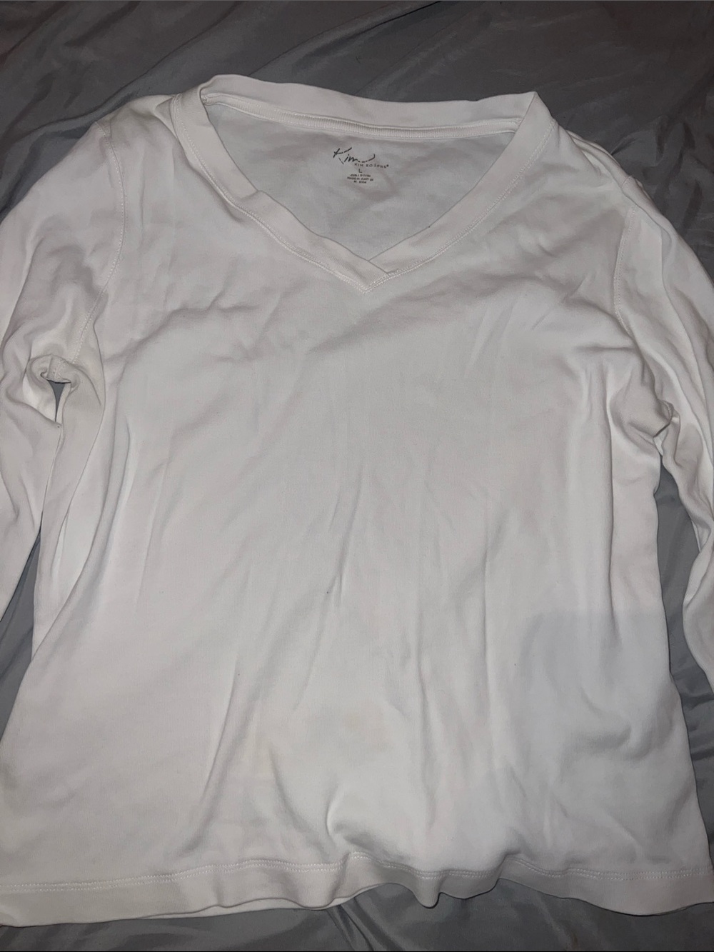 Kim Rogers White V-Neck Long Sleeve Top